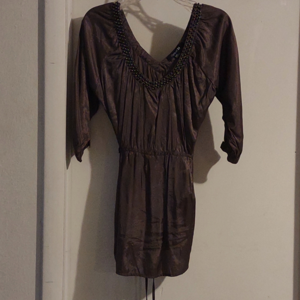 Forever 21 blouse in a satiny brown.